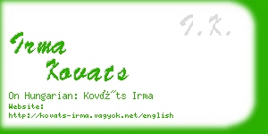 irma kovats business card